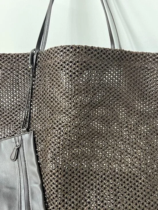 The Row Barn geometric nylon tote with leather handles, black - Picture 6 of 12